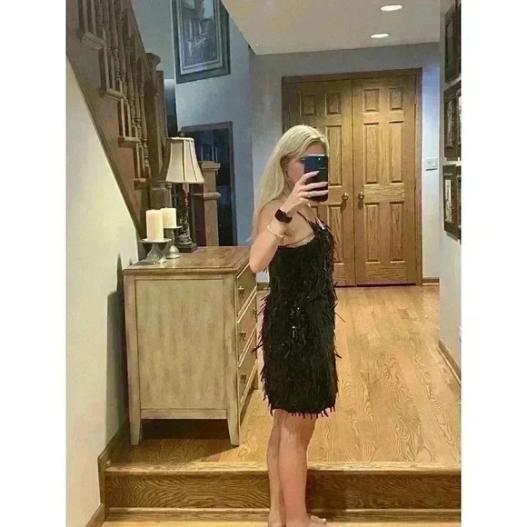 J. Crew Sleeveless Black Sequin Shift Mini Holiday New Year's Dress Size Small - Picture 6 of 10